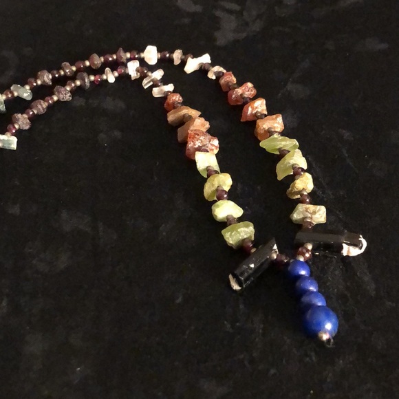 VTG 24”Green Garnet/Garnet/Tourmaline/Lapis lazuli/Etc -Natural Stone Necklace - Picture 11 of 16